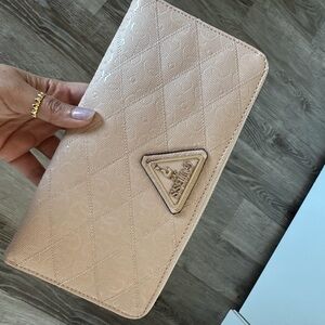 Guess Women's Light Beige Quilted Wallet